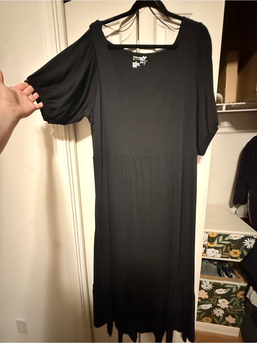 Classic Black Women’s short sleeved maxi Dress